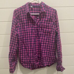 Pink and Blue Plaid Button Down Shirt